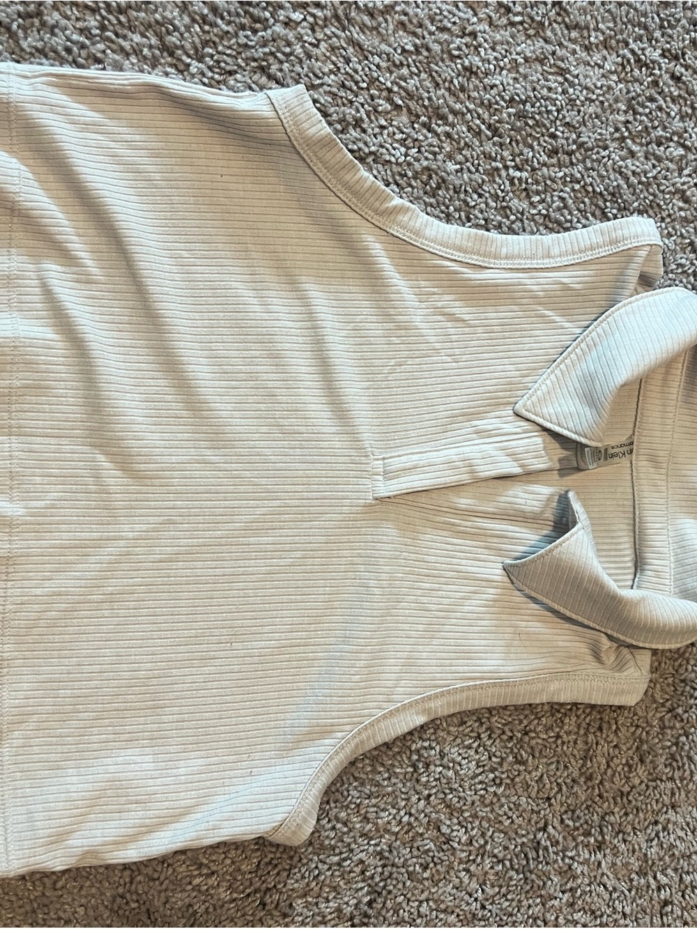 Calvin Klein Ribbed cropped Tank Top - Cream